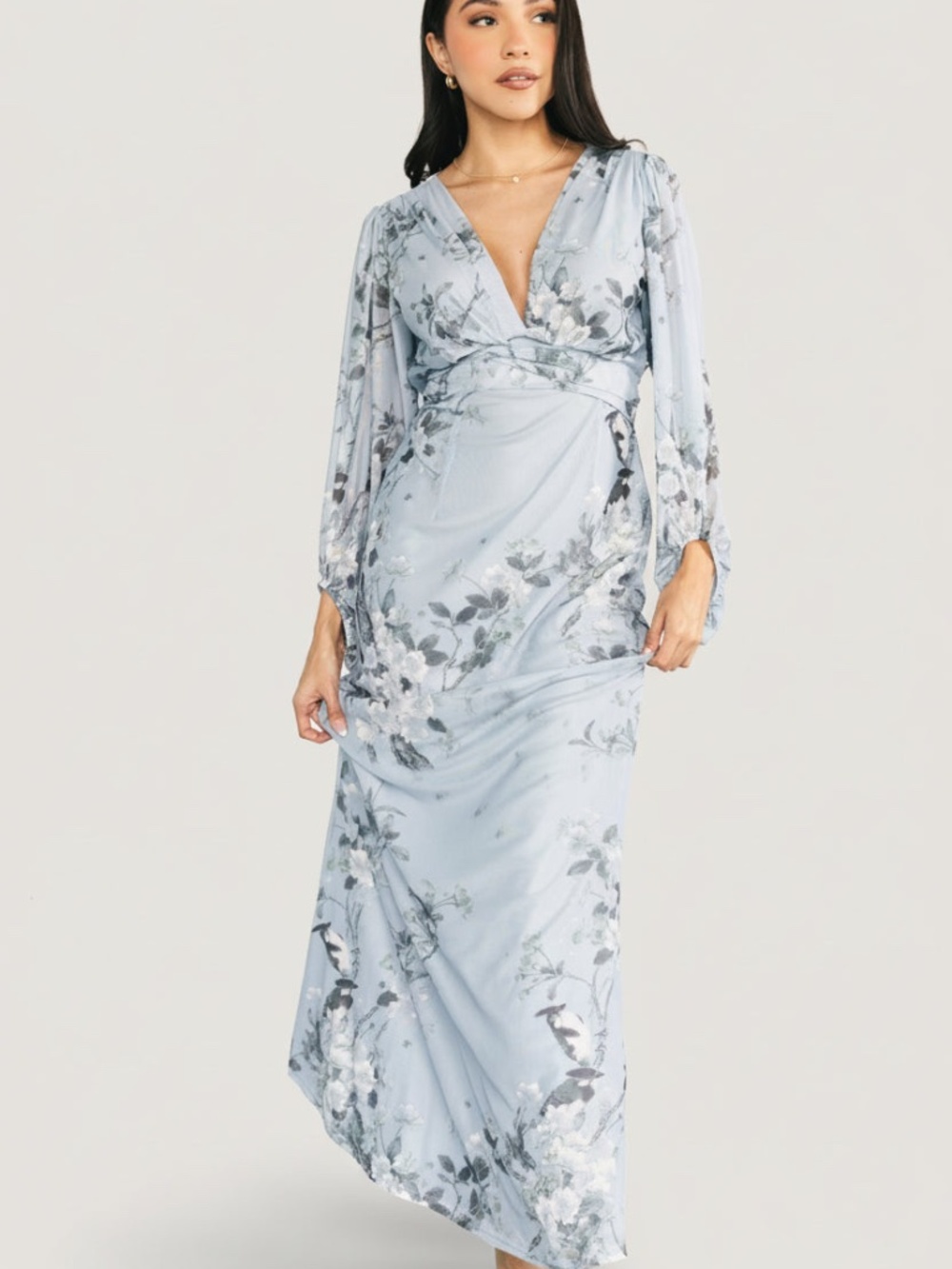 Baltic Born Beckham Maxi Dress | Light Blue Floral Size MM